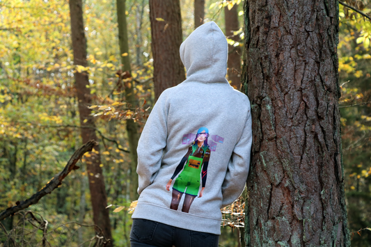 NFT.love merch | CyberBrokers | Olive Ragged 3252 | heather grey Hoodie with Proof of Ownership via washable NFC chip